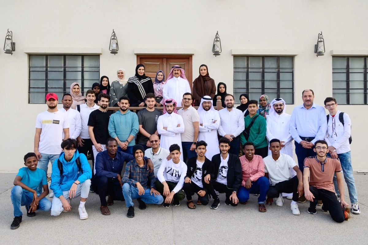 Minister of Social Development and Family H E Mariam bint Ali bin Nasser Al Misnad meeting with  a group of outstanding student fans as part of the 'Qatar 2022 A Joy for All' initiative.
