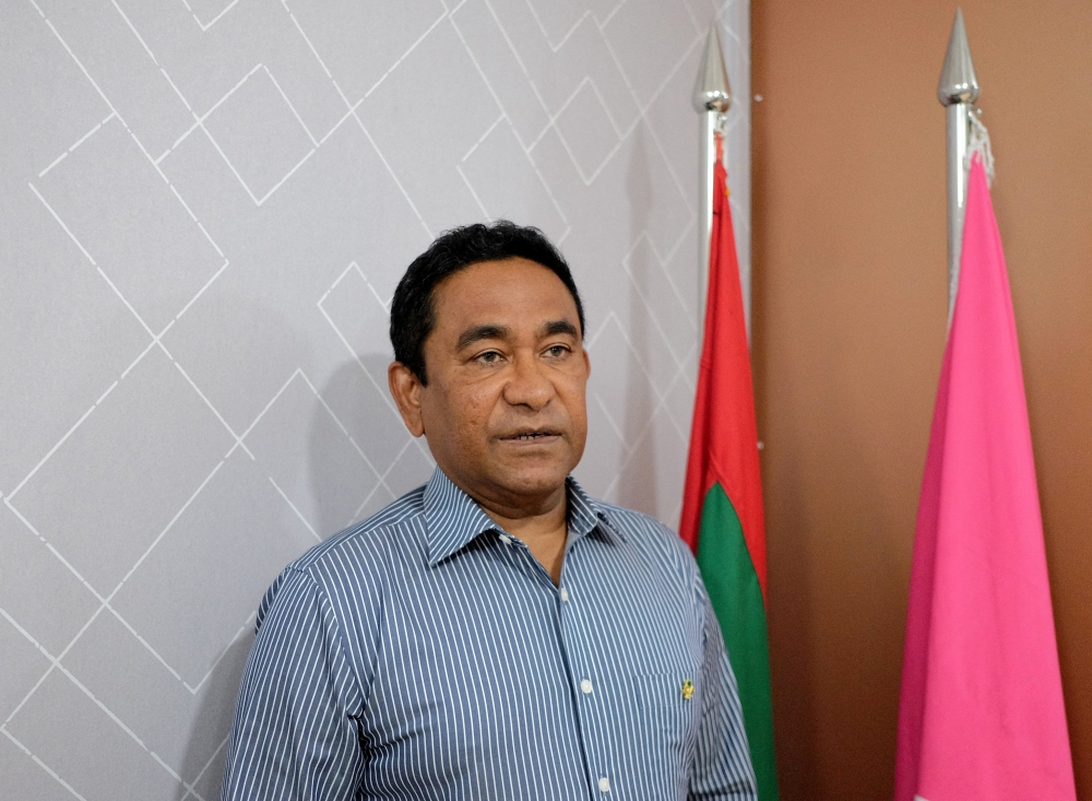 Abdulla Yameen, chief of the Progressive Party of Maldives, poses for a photo at his party office in Male, Maldives, on March 21, 2022. Picture taken on March 21, 2022. File Photo / Reuters