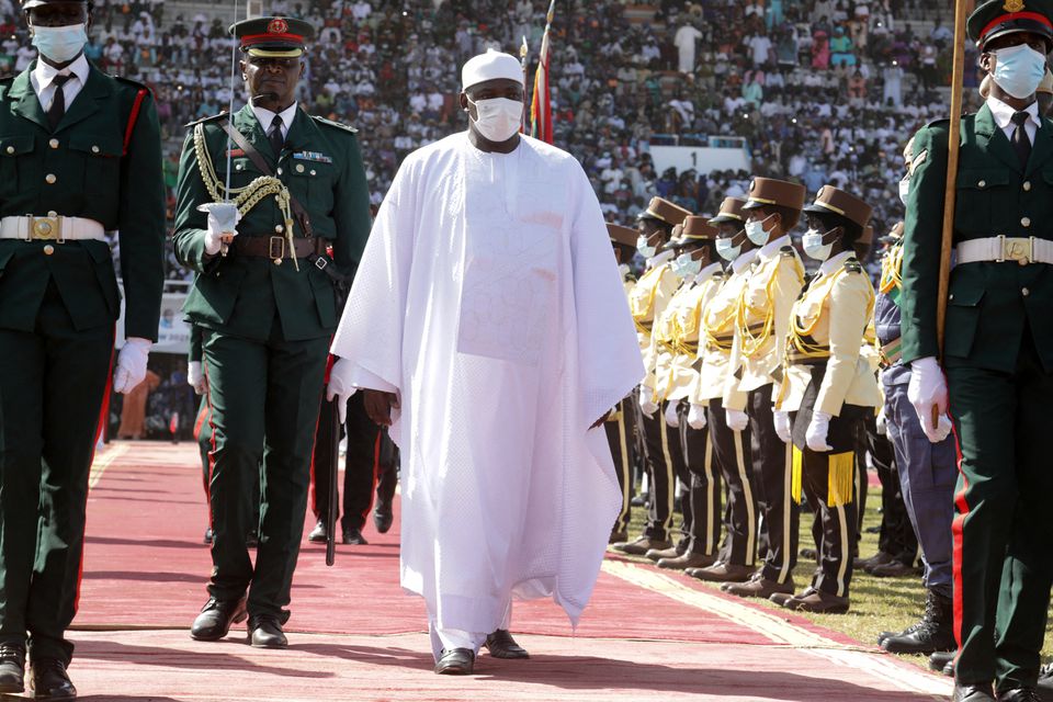 Gambia's President Adama Barrow walks during his inauguration ceremony at the Presidential Palace in Banjul, Gambia, on January 19, 2022. File Photo / Reuters