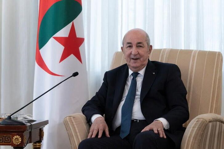 Algeria's President Abdelmadjid Tebboune, speaks during the start of a meeting with US Secretary of State Antony Blinken (not pictured), at El Mouradia Palace, the President's official residence in Algiers on March 30, 2022.  File Photo / Reuters