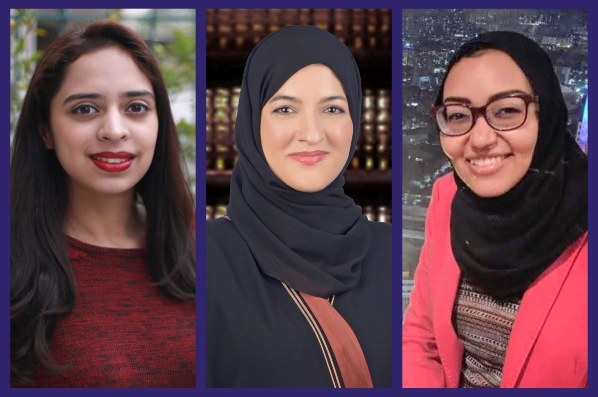Ayesha Bashir, Tasniem Ahmed Elyass Hussain and Cristina Al Thalathini
