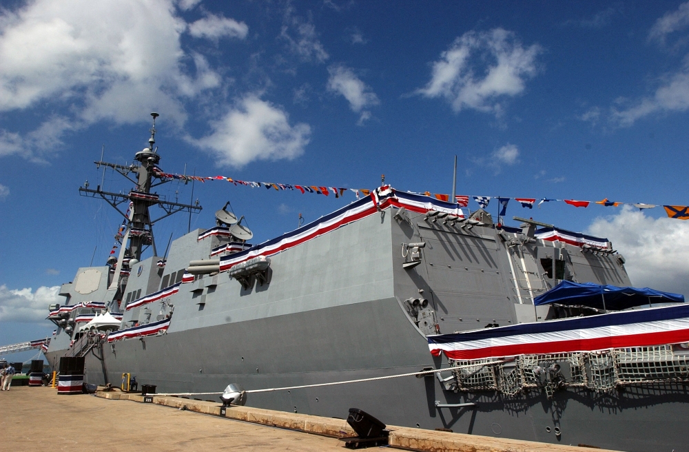 The USS Chung-Hoon sits ready to be placed in active service before its commissioning ceremony on Ford Island at Pearl Harbor, Hawaii, September 18, 2004. File Photo / Reuters