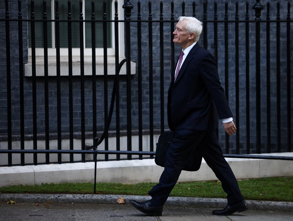 Britain's Minister for Climate Graham Stuart walks outside Number 10 Downing Street in London, Britain October 18, 2022. REUTERS/Henry Nicholls

