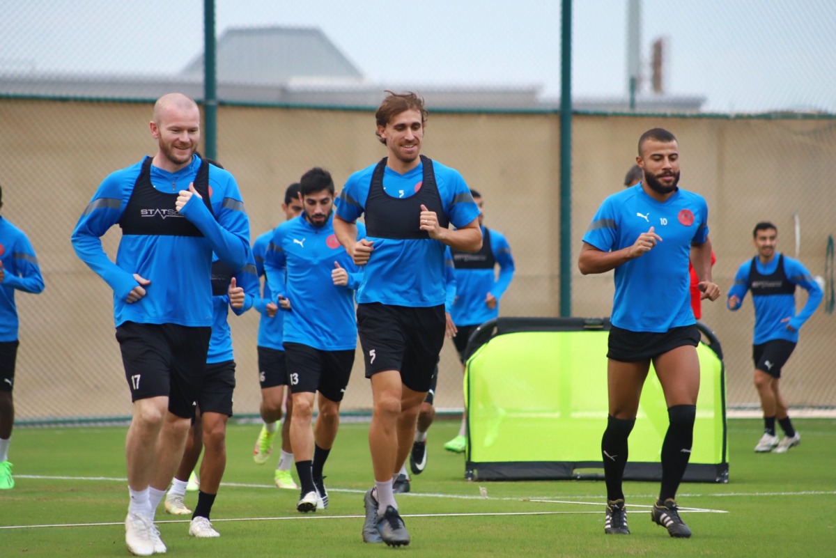 Al Arabi players during a training session.