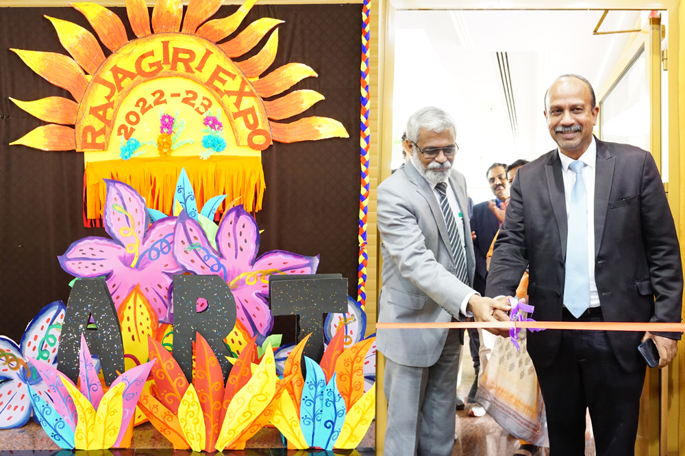 Anand Victor, Principal of Scholars’ International School, Doha, inaugurating Rajagiri Expo-2022.