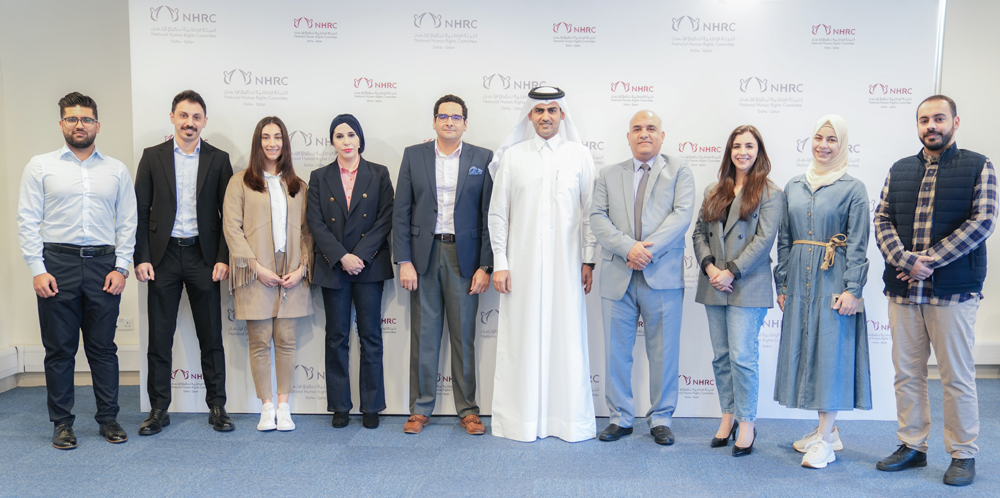 NHRC officials and Doha Institute students during the training programme.