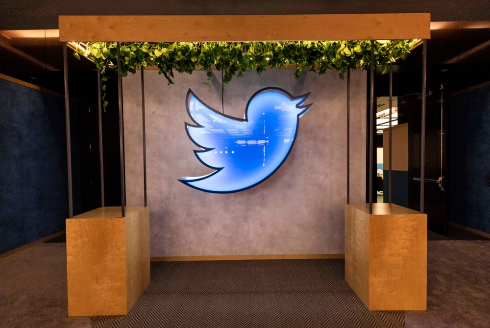 This undated handout photo courtesy of Heritage Global Partners (HGP) shows a neon Twitter bird light electrical display. Photo by Heritage Global Partners / AFP
