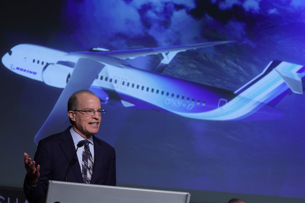 Chief Technology Officer and vice president and general manager of Boeing Research & Technology (BR&T) Todd Citron speaks during a news conference to discuss the agency's Sustainable Flight Demonstrator project 