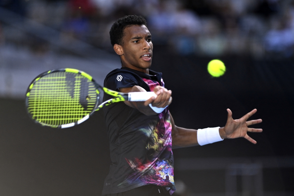 January 20, 2023 Canada's Felix Auger-Aliassime in action during his third round match against Argentina's Francisco Cerundolo REUTERS/Jaimi Joy