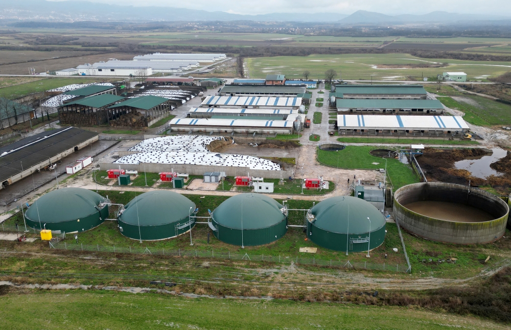 Biogas plant producing electricity from organic waste is seen on Spreca farm in Kalesija, Bosnia and Herzegovina, January 19, 2023. (REUTERS/Dado Ruvic)