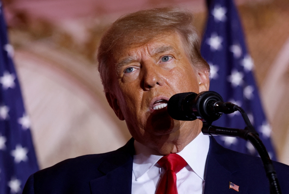File Photo: Former US President Donald Trump announces that he will once again run for U.S. president in the 2024 US presidential election during an event at his Mar-a-Lago estate in Palm Beach, Florida, US, November 15, 2022. (REUTERS/Jonathan Ernst)