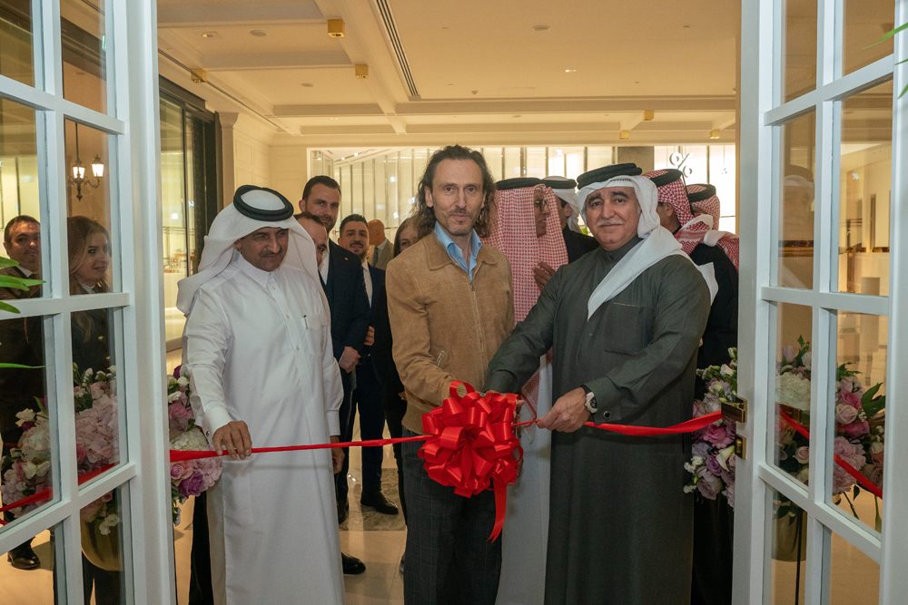 Sheikh Nawaf bin Nasser Al Thani (right) inaugurates the new Café Ladurée branch at Place Vendome Mall.