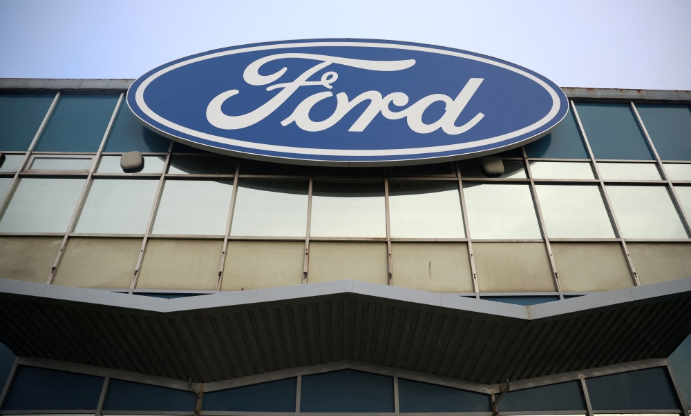 Signage is seen outside the Ford Halewood transmissions plant in Liverpool, Britain, December 1, 2022. (REUTERS/Phil Noble)