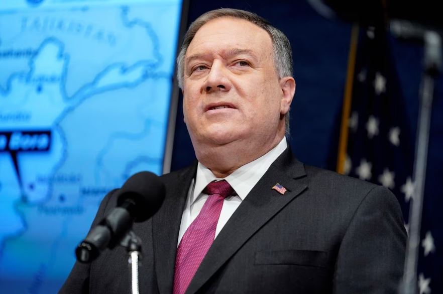 File photo: Secretary of State Mike Pompeo speaks at the National Press Club in Washington, DC, US, January 12, 2021. (Andrew Harnik/Pool via REUTERS)