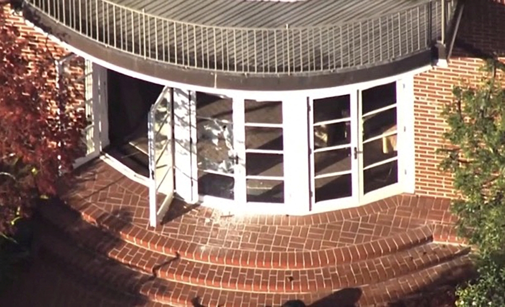A screen grab taken from video shows damage to the home of US House Speaker Nancy Pelosi after her husband Paul Pelosi was violently assaulted during a break-in at their house in San Francisco, California, US, October 28, 2022. (KGO TV via ABC via REUTERS)