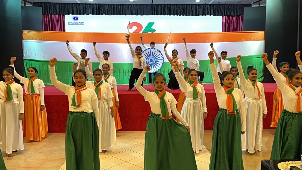 Birla Public School students perform during the Republic Day celebration.