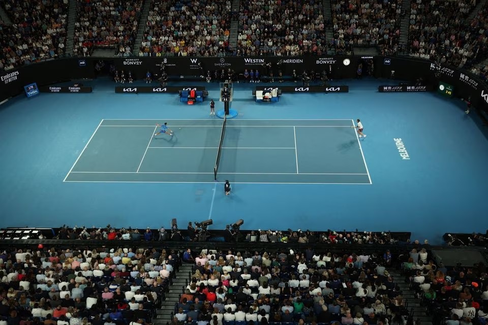 January 29, 2023 General view during the final match between Serbia's Novak Djokovic and Greece's Stefanos Tsitsipas REUTERS/Loren Elliott
