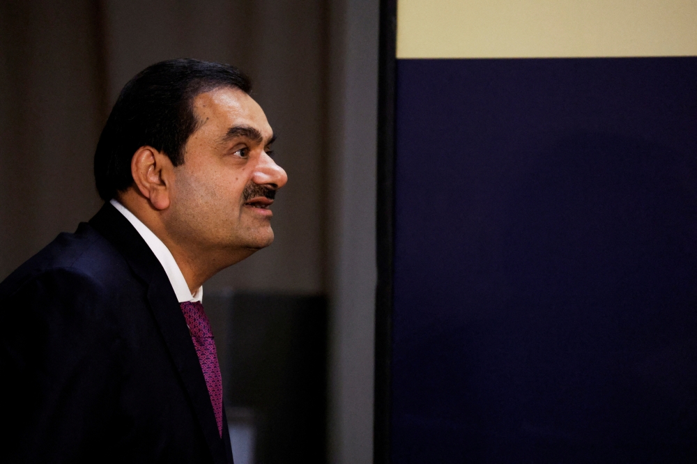 Indian billionaire Gautam Adani speaks during an inauguration ceremony after the Adani Group completed the purchase of Haifa Port in Haifa port on January 31, 2023. REUTERS/Amir Cohen