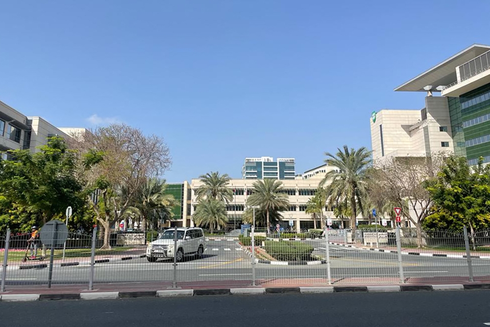 A picture taken on February 5, 2023 shows the American Hospital in Dubai where Pakistan's exiled former military ruler Pervez musharraf died. (Photo by AFP)
