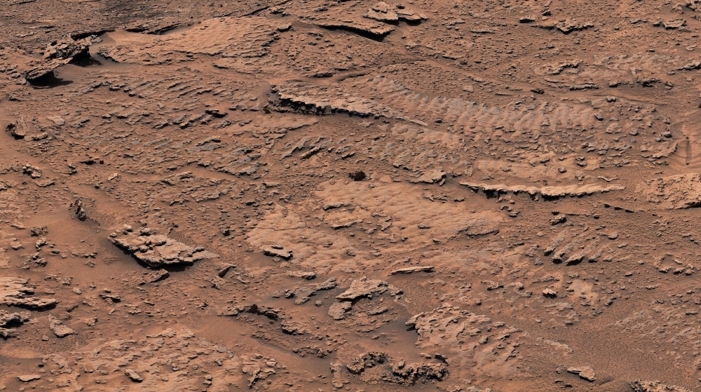 This handout image taken by NASA's Curiosity Mars rover and released on February 8, 2023, shows a close-up of the rippled textures that was created billions of years ago as waves flowed upon a shallow lake. Photo by Handout / NASA/JPL-Caltech/MSSS / AFP