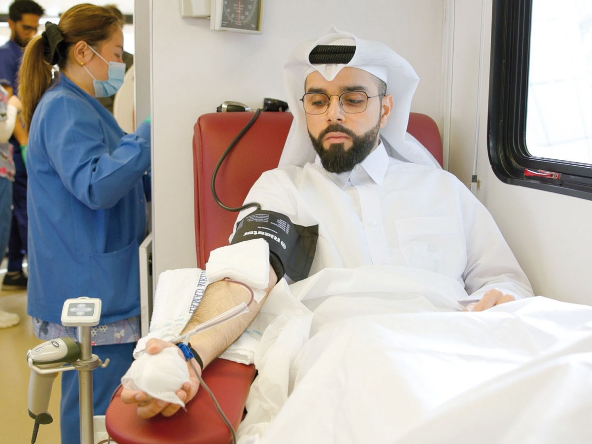 The blood donation drive carried out by the bank’s staff. 