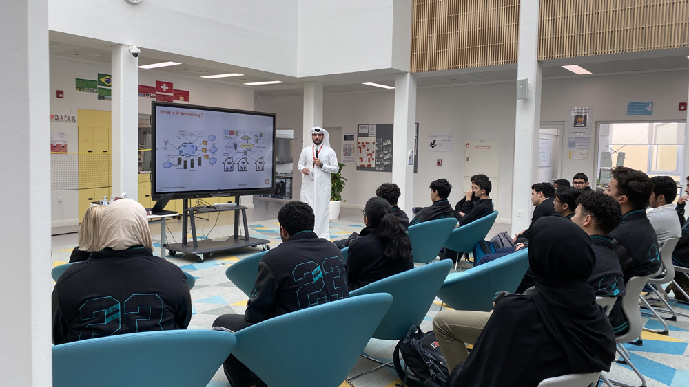 Community outreach session taking place at the Qatar Academy for Science and Technology.