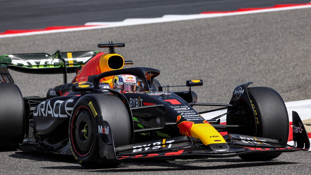 Red Bull Racing's Dutch driver Max Verstappen drives during the first day of Formula One pre-season testing at the Bahrain International Circuit in Sakhir on February 23, 2023. (Photo by Giuseppe CACACE / AFP)

