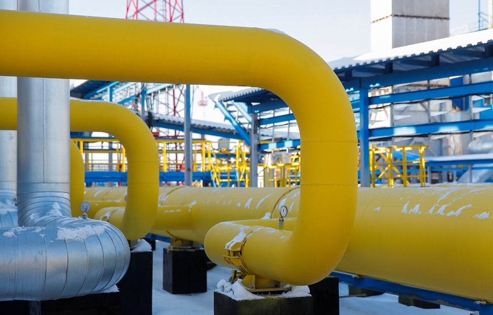Gas pipelines are pictured at the Atamanskaya compressor station, facility of Gazprom’s Power Of Siberia project outside the far eastern town of Svobodny, in Amur region, Russia.