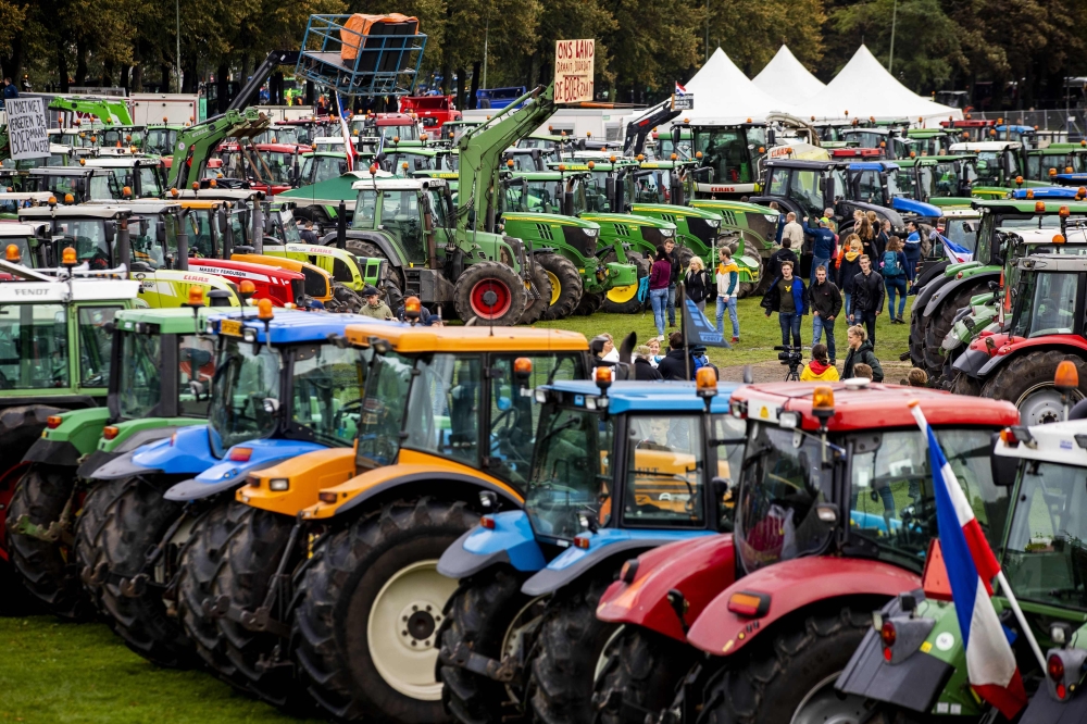 File photo: Farmers protest with their tractors, under the name #Agractie, during a national protest at the Malieveld in The Hague on October 1, 2019. AFP/ANP/Sem van der Wal

