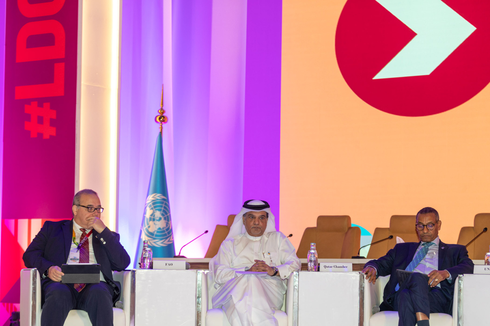 Qatar Chamber officials addressing the LDC5 Private Sector Forum.
