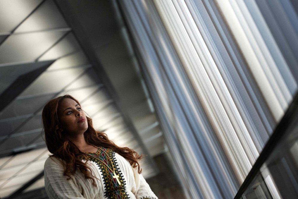 Meaza Mohammed of Ethiopia, a 2023 International Women of Courage Award recipient, poses at the State Department in Washington, DC, on March 9, 2023. (Photo by Brendan Smialowski / AFP)