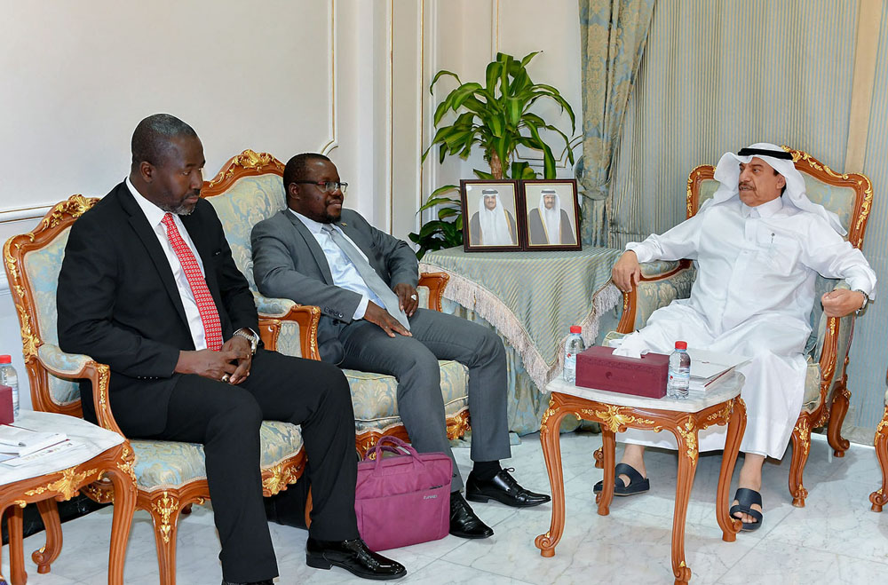 QC Assistant Director General for Government Relations and Committees Affairs Ali Bu Sherbak Al Mansouri meets the Permanent Secretary of the Ministry of Trade, Industry, Regional Integration and Employment H E Lamin Dampha and the accompanying delegation.