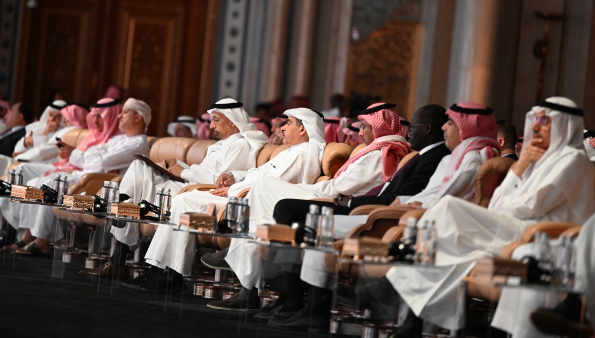 Minister of Finance H E Ali bin Ahmed Al Kuwari (centre) along with other officials at the Financial Sector Conference (FSC 2023) in Riyadh. 