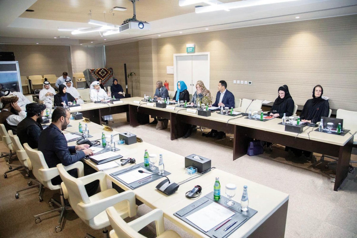 Assistant Foreign Minister H E Lolwah bint Rashid Al Khater, Afghanistan's Education Minister H E Mawlawi Sayyid Habeeb, and others participate in the talks in Doha. 