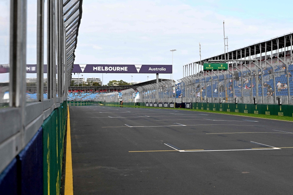 A general view of the circuit ahead of the 2023 Formula One Australian Grand Prix at the Albert Park Circuit in Melbourne on March 30, 2023. (Photo by Paul CROCK / AFP