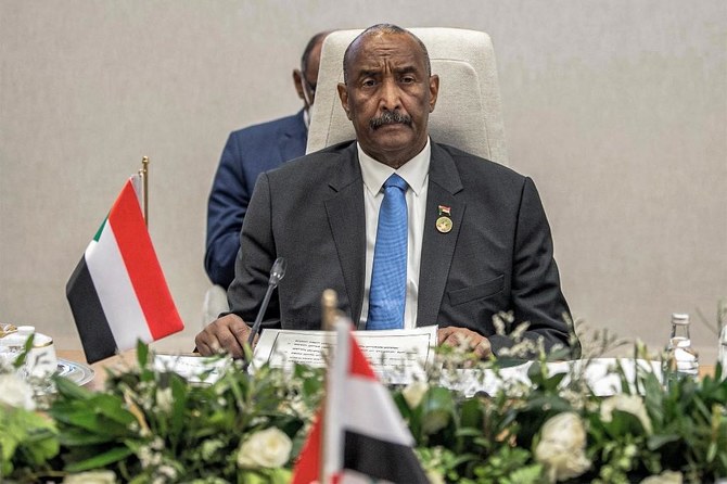 A handout picture provided by the Saudi Royal Palace shows the chairman of Sudan's military-led transition council Abdel Fattah al-Burhan attending the second edition of the summit of the Green Middle East Initiative. File photo / AFP