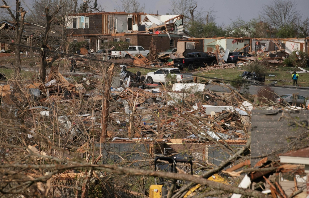 The damaged remains of the Walnut Ridge neighborhood is seen on March 31, 2023 in Little Rock, Arkansas. Benjamin Krain/Getty Images/AFP 