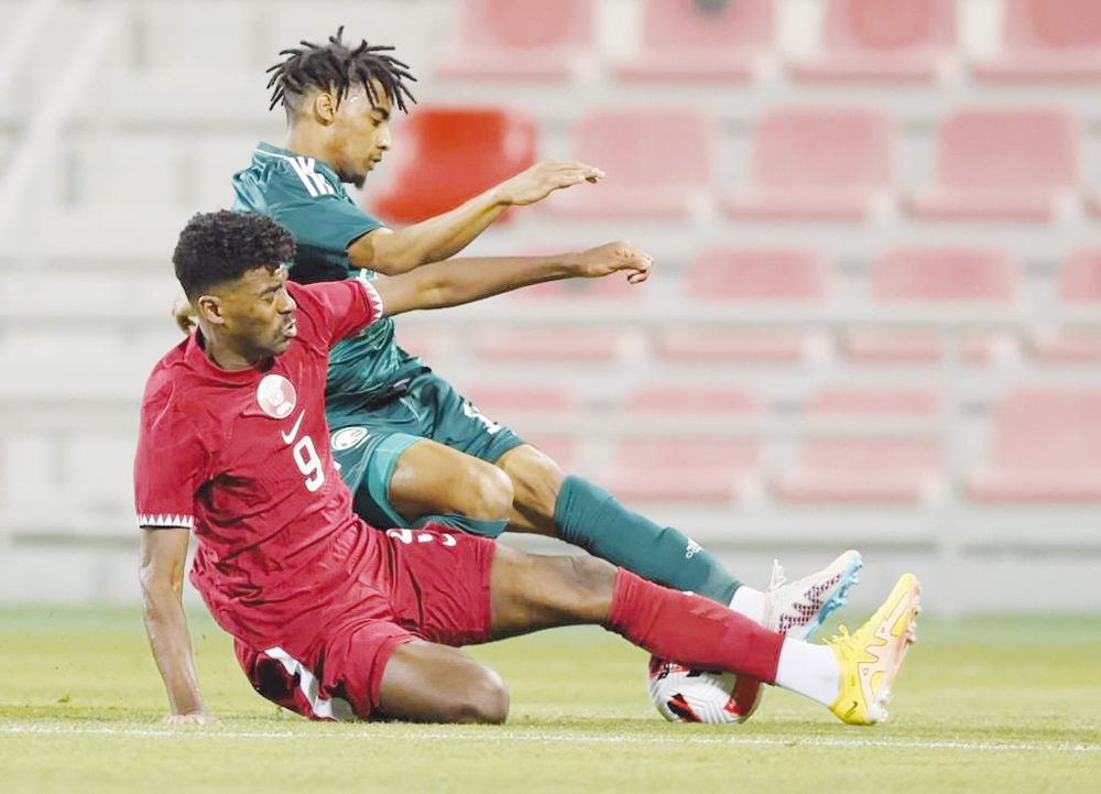 Action during match between Qatar and Saudi Arabia U23 teams during friendly tournament last month. 