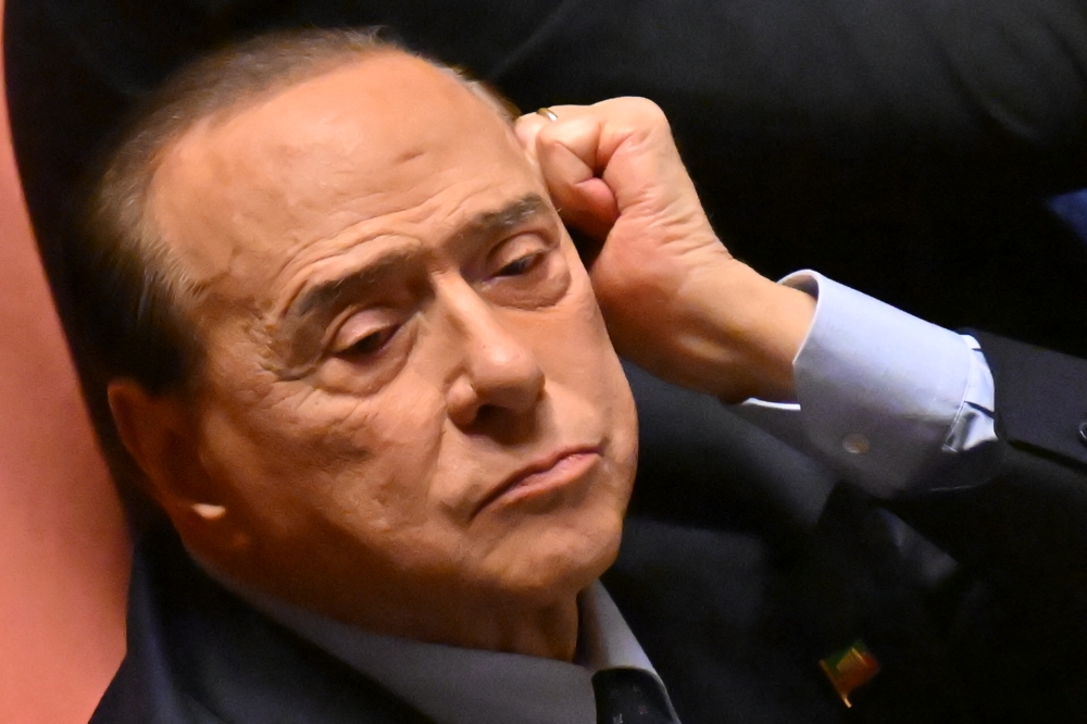 Italy's Forza Italia party leader Senator Silvio Berlusconi looks on at The Senate, ahead of a confidence vote for Italy's new Prime Minister Giorgia Meloni at Madama Palace (Palazzo Madama) in Rome on October 26, 2022. (Photo by Alberto Pizzoli / AFP)