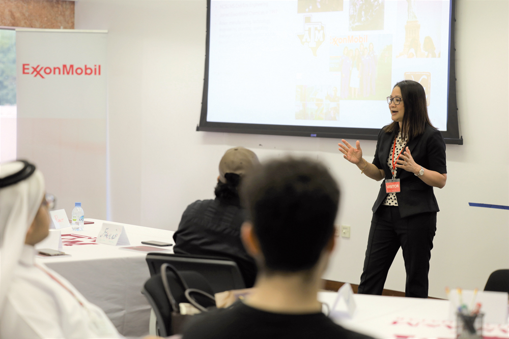 An official from ExxonMobil making her presentation.