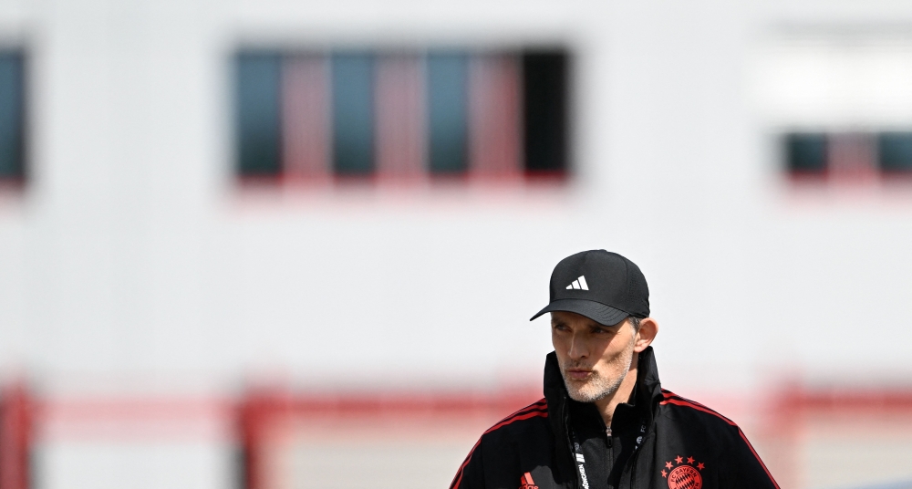 Bayern Munich's German head coach Thomas Tuchel arrives for the training session on the eve of the UEFA Champions League quarter final, first leg football match between Manchester City and FC Bayern Munich in Munich, southern Germany, on April 10, 2023. (Photo by Christof STACHE / AFP)