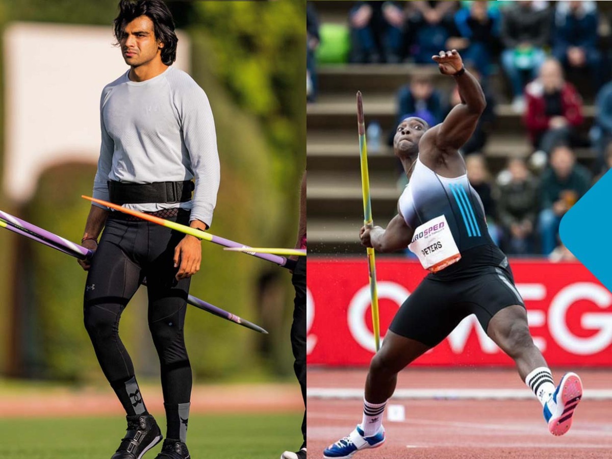 Collage picture: Neeraj Chopra (left) with Anderson Peters (Source: Twitter)