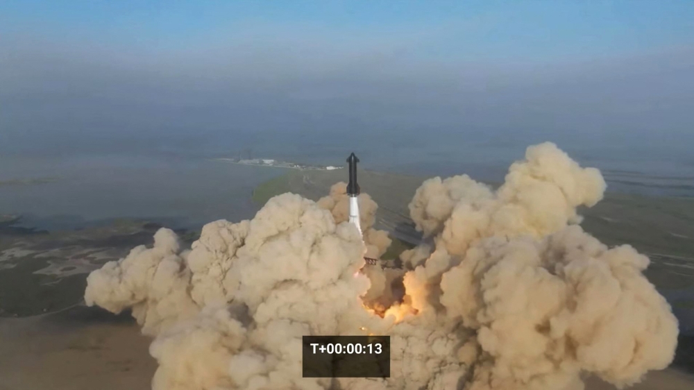 This still image taken from a SpaceX video shows the SpaceX Starship lifting off from the launchpad during a flight test from Starbase in Boca Chica, Texas, on April 20, 2023. Photo by Handout / SPACEX / AFP