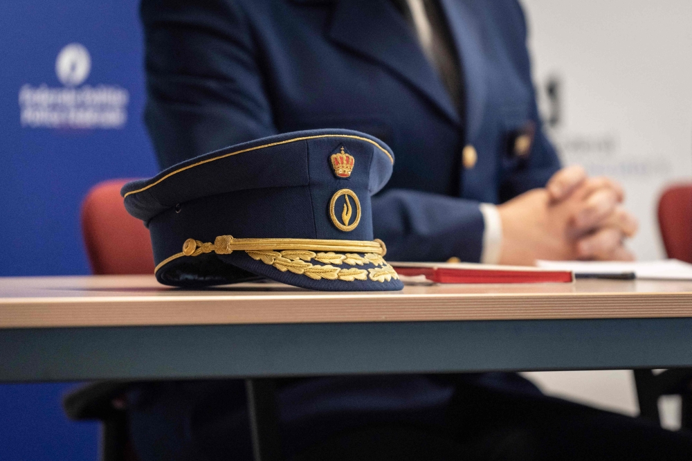 Belgium's Federal Judicial Police Director-General Eric Snoeck attends a press conference focused on a large-scale European operation which took place across several countries earlier this morning, in Brussels on May 3, 2023. (Photo by Simon Wohlfahrt / AFP)
