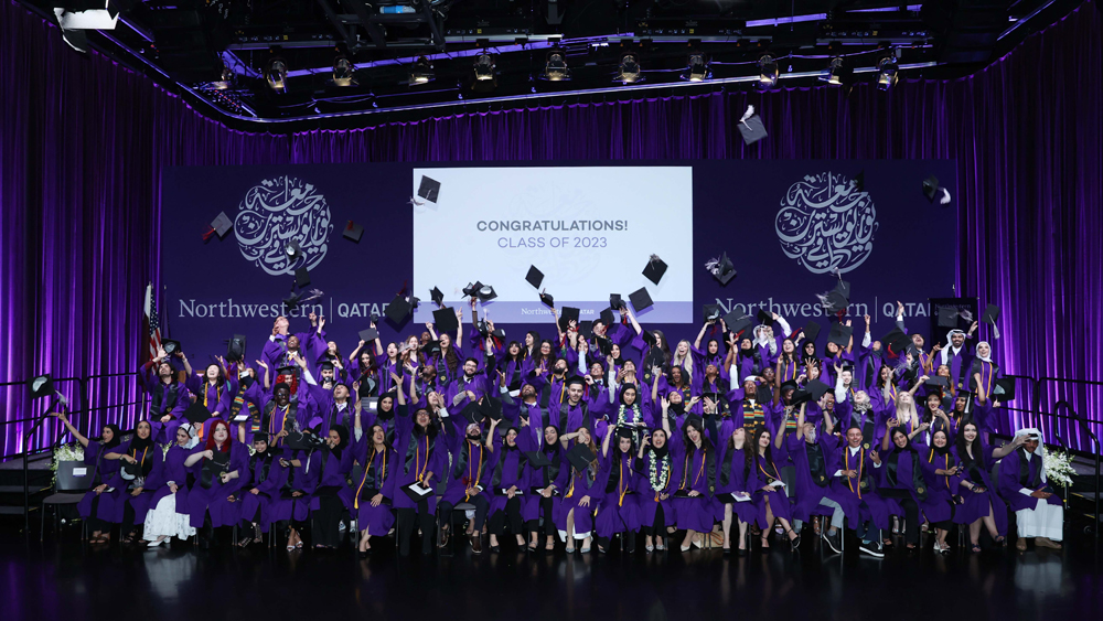 Northwestern University graduating students at the graduation ceremony held at the Education City.