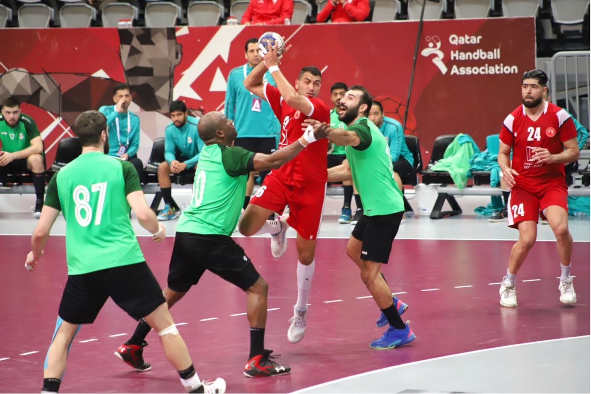Al Arabi player prepares to shoot on Al Ahli's goal during the first semi-final. The final will be played tomorrow
