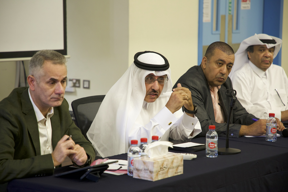 Speakers during the symposium to mark the 50th anniversary of the Qatari Theater.