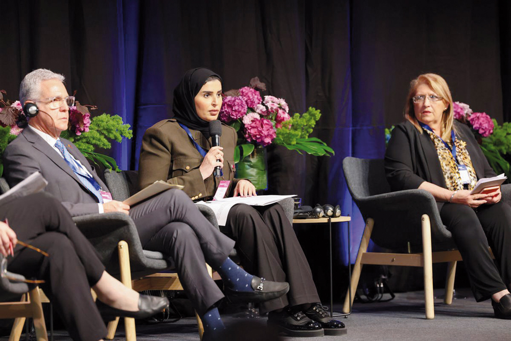 Minister of Social Development and Family H E Maryam bint Ali bin Nasser Al Misnad (centre) during the event.
