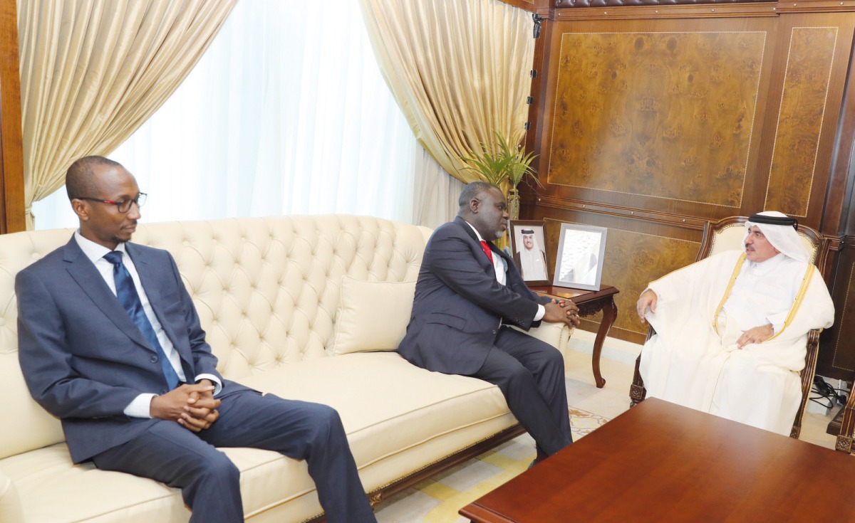 Minister of Transport H E Jassim Saif Ahmed Al Sulaiti during his meeting with Minister of Transport of the Republic of Ghana H E Kwaku Ofori Asiamah in the Ministry’s office yesterday.
