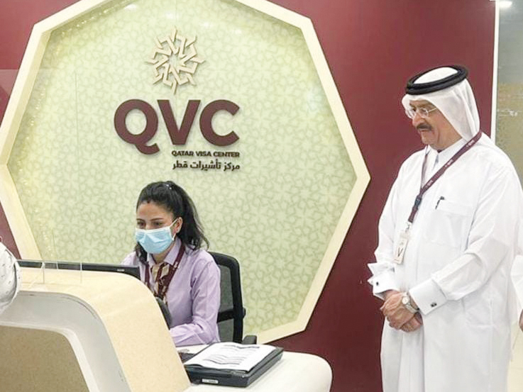 NHRC Deputy Chairman H E Dr. Mohammed bin Saif Al Kuwari at a Qatar Visa Centre during the trip.